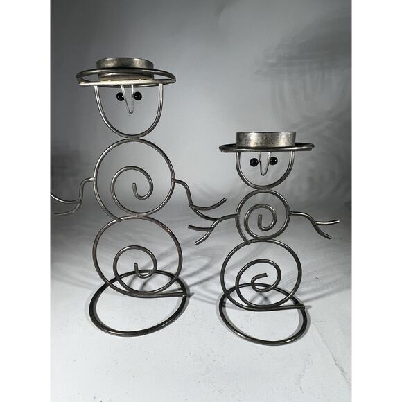 Vintage Christmas Snowman Set Of 2 International Silver Company Tea light Holder - Picture 11 of 15